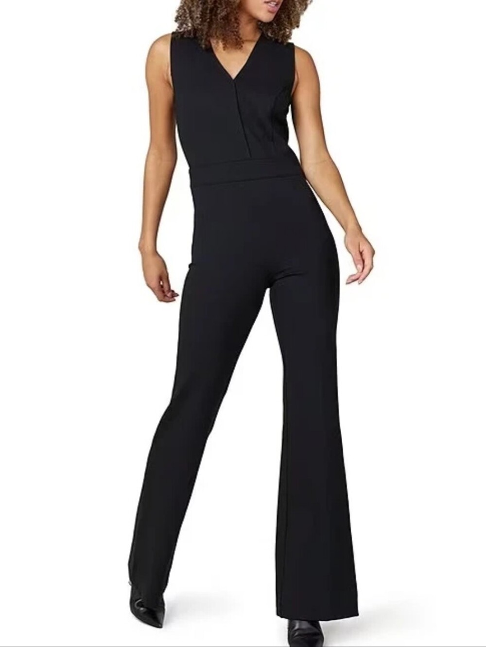 SPANX The Perfect Sleeveless Jumpsuit XL Petite Black Flare NWT